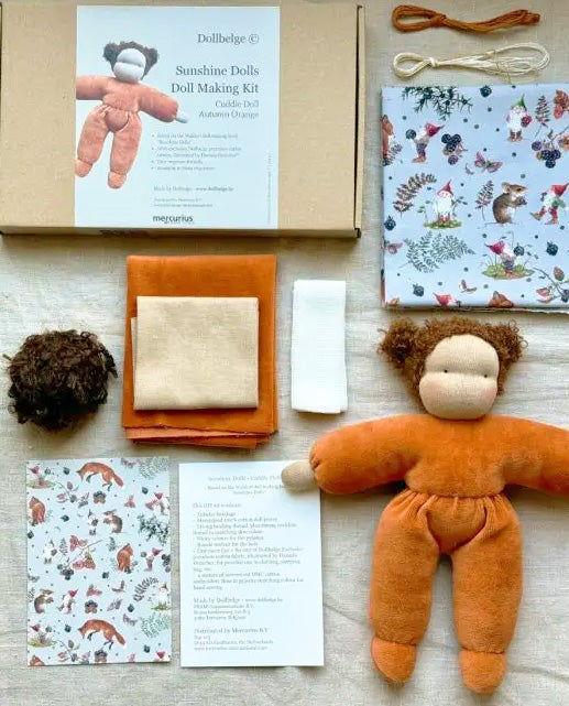 DIY kit MINI Cuddly Doll with Brown Hair 