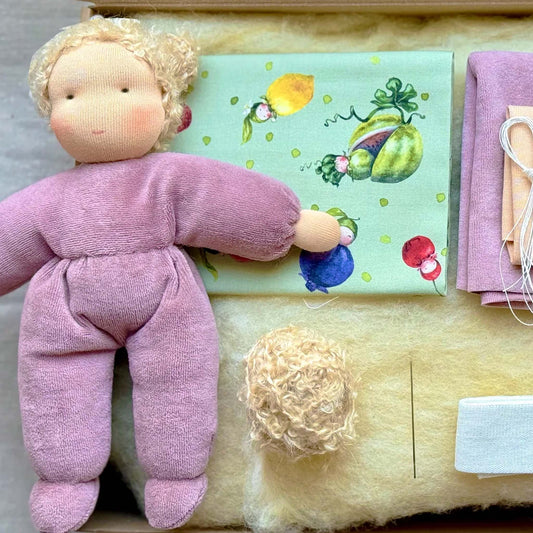 DIY kit MAXI Cuddly Doll with Blond Hair - INCLUDING THE BOOK!